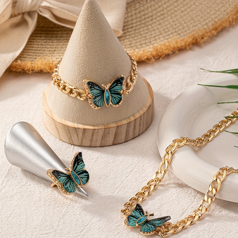 Colorful Purple Butterfly Jewelry Set